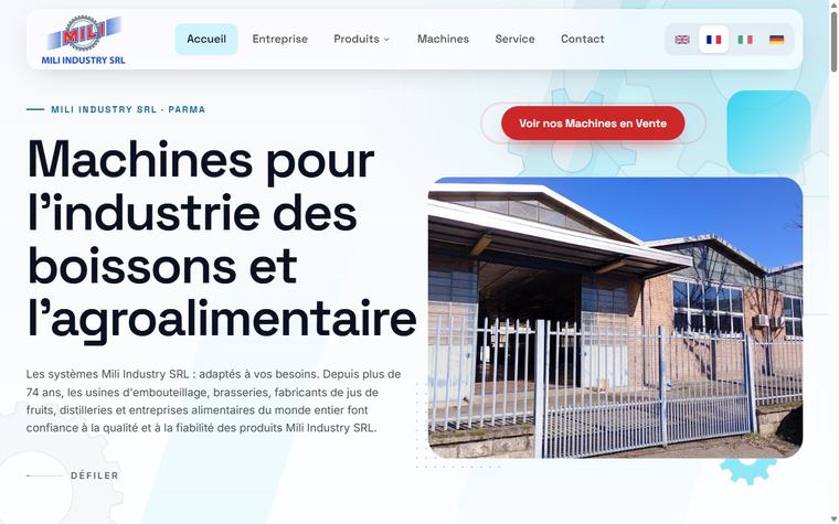 Page d'accueil du site Mili Industry